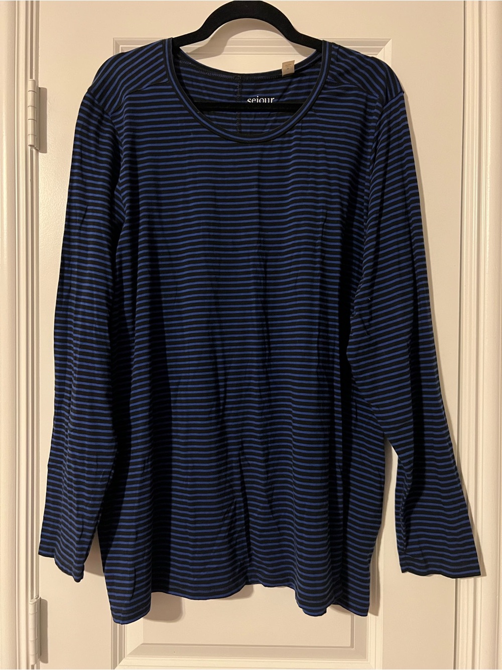 Sejour Navy and Black Striped Long-Sleeve Tee